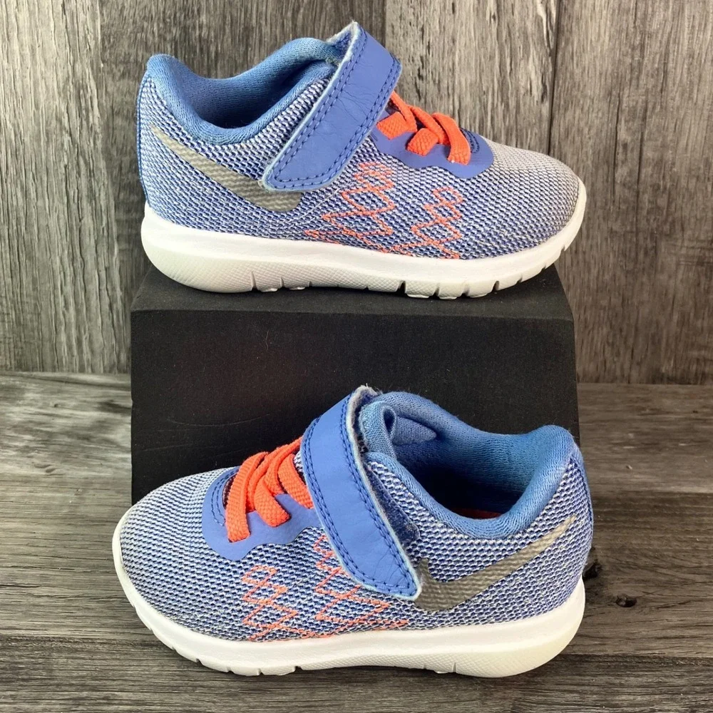 Nike Flex Experience 5 TD Toddler Blue Orange Running Shoes 820289-400 Size 5C